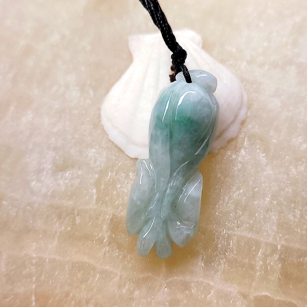 Certified Jadeite Hand Carved Cabbage Pendant NWT